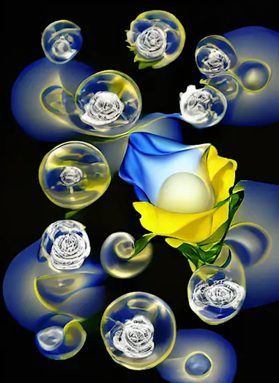 White Roses Bubbles by Johnny MEMonic
